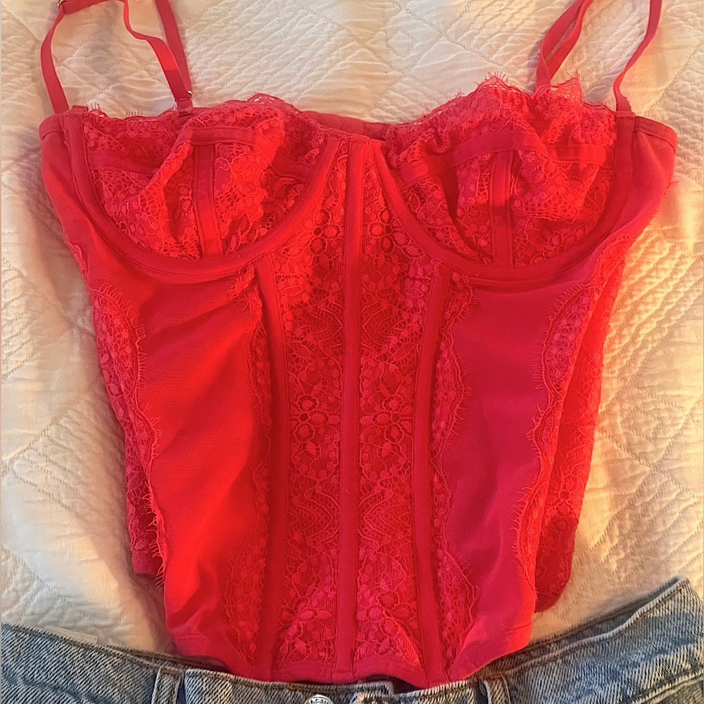 URBAN OUTFITTERS ~ out from under modern love corset ~ in coral ~ size large